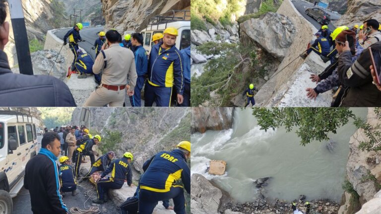 Chamoli News JCB fell into Alaknanda river