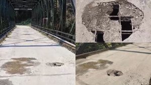 Chamoli news Tharali motor bridge pothole