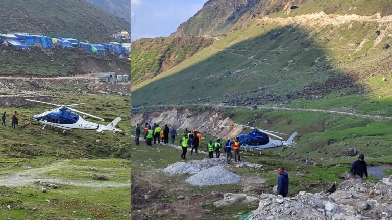 Helicopter Emergency Landing Rudraprayag Shresth Uttarakhand