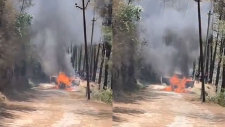 uttarkashi school van fire video shresth uttarakhand