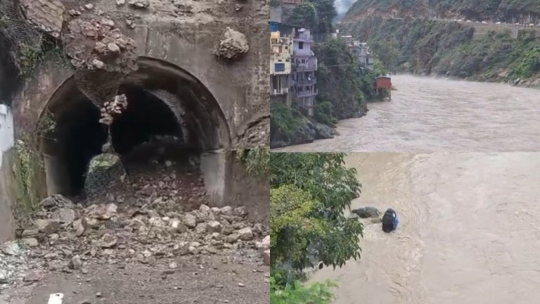 Heavy Rain in Rudraprayag: रुद्रप्रयाग-केदारनाथ हाईवे पर टनल का अगला हिस्सा ढहा
