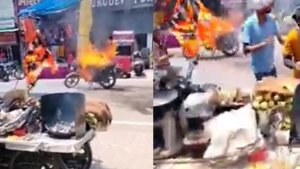 fire in kanwariya bike | uttarakhand kanwariya bike fire | kanwar yatra 2024 |