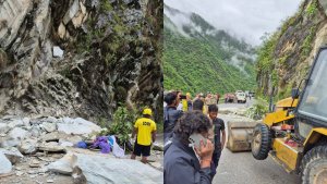 Rock fell on passengers on Badrinath Highway,