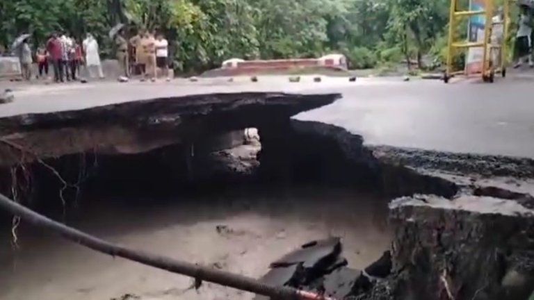 heavy rain in haldwani Culvert broke