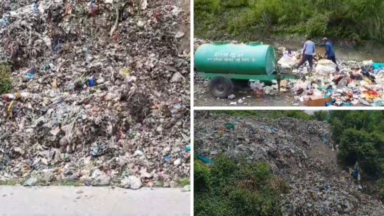 New Tehri Municipality, garbage is being dumped on road